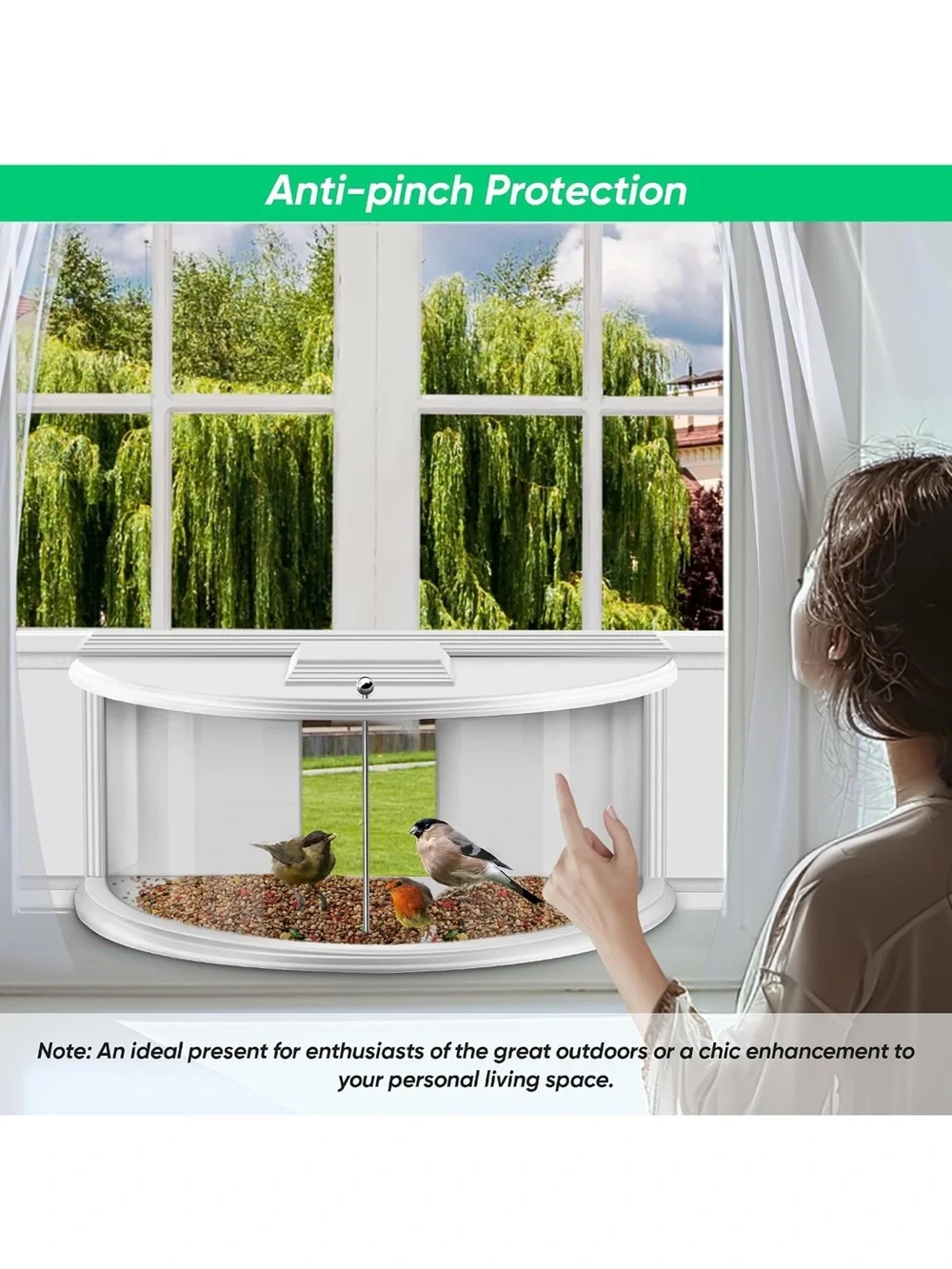 180° Indoor Window Bird Feeder Adjustable 27–38” Insert Bird Watching Feeder |